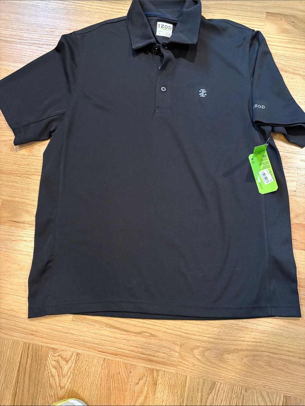 NWT Izod  Black Short-Sleeve Performance Golf Polo SPF 15 Sz M
